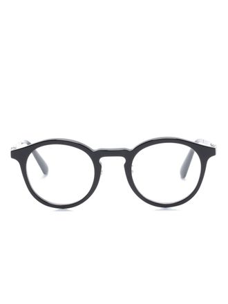 Moncler ML5175H Round Eyeglasses - men - Acetate/Metal (Other) - One Size - Black