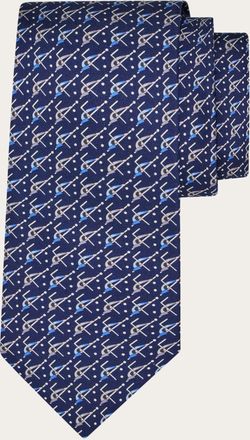 Ferragamo Uomo Cravatta in seta stampa Sport Blu