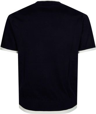 Paolo Pecora Mens Crew-Neck T-Shirt Blue Cotton Jumpers Sweater