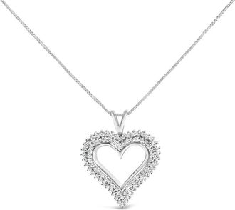 House of Brilliance 925 Sterling Silver 1.00 Cttw Lab-Grown Diamond Open Heart Pendant Necklace- 18 Inches