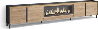 Skraut Home Skraut Home - Mueble Tv, Televisi&oacute;n, Muebles De Sal&oacute;n, Almacenaje, 315x35x61cm, Para Tv Hasta 80, Chimenea El&eacute;ctrica Xxl, Dise&ntilde;o Industrial, Estilo Mo