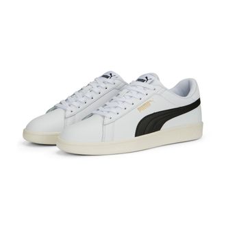 Puma Sneaker PUMA SMASH 3.0 L, Damen, Gr. 38,5, schwarz-weiss (puma wei&szlig;, puma schwarz, puma gold, frosted ivory), unifarben, Schuhe Sneaker