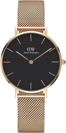 Daniel Wellington Womens DW00100161 Ladies Petite Black Melrose Rose Gold 32mm Watch - One Size