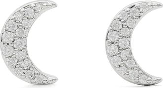 Kate Spade New York Youre A Gem Pave Moon Studs Womens Earring Clear/Silver, Cubic Zirconia