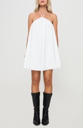 Princess Polly Peaco Halter Cotton Mini Sundress in White at Nordstrom, Size 12