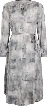 PESERICO Fluid Geometric Midi Dress - Dames - Casual kleedjes - Veelkleurig - XL - Kleedjes
