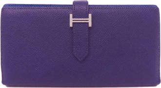 Hermès Purple Epsom Leather Long Wallet (Bi-Fold) (Pre-Owned)
