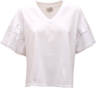 Woolrich T-Shirts, female, White, Size: S V-Neck T-Shirt