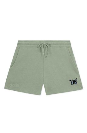 Dalix Womens Butterfly Midweight Washed Fleece Shorts in Sage at Nordstrom, Size Xx-Large