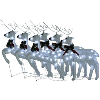 vidaXL Renos De Navidad 6 Unidades 120 Led Blanco Vidaxl