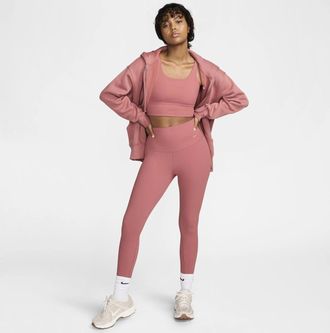 Nike Zenvy Leggings Women Canyon Pink High-Waisted Rib 7/8 Skinny Leg DSGL408