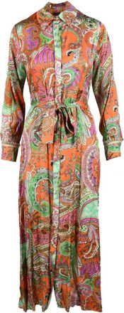 Motel Green/Orange Viscose Dress
