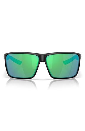 Costa Rincon II 64mm Sunglasses in Matte Black /Green 580G at Nordstrom