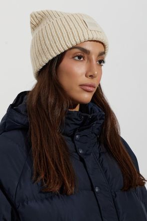 UGG Beanie With Logo Patch, Unisex, Cream