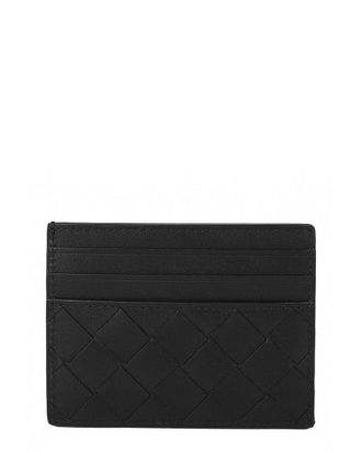 Bottega Veneta Black Intrecciato Calfskin Cardholder (Authentic Pre-Loved)