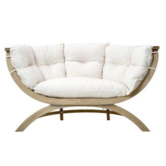 Amazonas Sandals Amazonas Globo Siena Due 2-Seater Wooden Garden Sofa - Premium Agora Fabric Cushions - 200kg in Cream