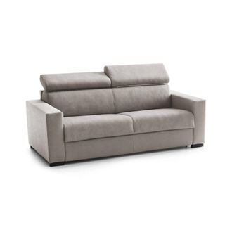 Dmora Sof&aacute; Fijo Dmicel, Sof&aacute; De 3 Plazas, 100% Made In Italy, Sof&aacute; Sala De Estar, En Tela Acolchada, Con Reposacabezas Ajustables Y Reposabrazos Delgados, C