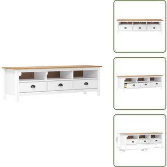 vidaXL The Living Store Mobile Porta TV Hill Bianco 158x40x47 cm in Legno di Pino - Mobile TV in legno