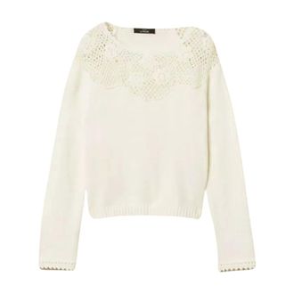 Twinset Rose Haakwerk Trui - Dames - Truien - Wit - Maat: L Wol