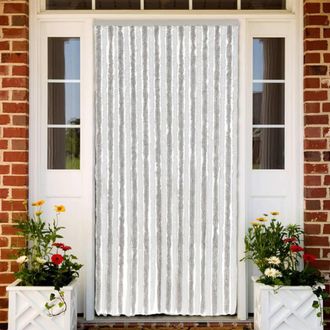 vidaXL Vidaxl - Cortina Antimoscas Chenilla Gris Claro Y Blanco 100x220 Cm