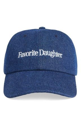 Favorite Daughter Washed Denim Baseball Cap in Dark Wash at Nordstrom