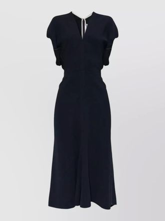 Victoria Beckham v-neck midi dress blouson detail