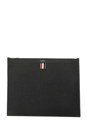 Thom Browne Mens Black Leather Document Case 001 Clutch