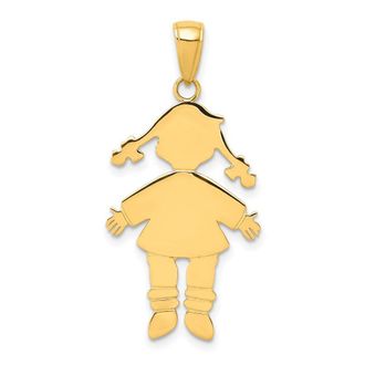 Diamond2Deal 14k Yellow Gold Flat Engravable Girl Charm
