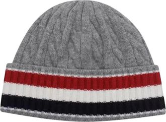 Thom Browne Cable En Rib Gebreide Muts - Dames - Accessoires - Grijs - Maat: L Wol