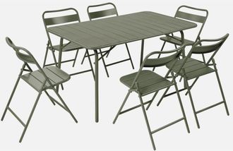 Sweeek Mesa De Jard&iacute;n Plegable De Metal Con 6 Asientos