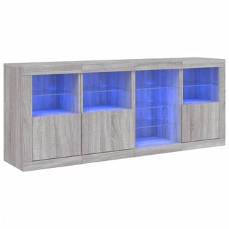 Berkfield Home Sideboard with LED Lights Grey Sonoma 164x37x67 cm | Size: 164 x 37 x 67 cm