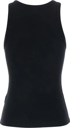 Diesel Womens Sleeveless Top Dlogo Black Ribbed Cotton Tops