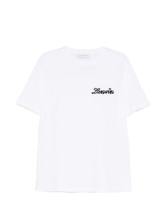 Lanvin Short-Sleeve White T-Shirt with Embroidered Logo