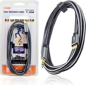 Trade Shop Trade Shop - Cavo Audio Iphone Da Lightning A Jack Maschio Da 3,5 Mm Intrecciato 1,5 Mt A3522