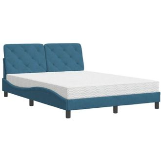 vidaXL Cama Con Colch&oacute;n Terciopelo Azul 140x200 Cm Vidaxl