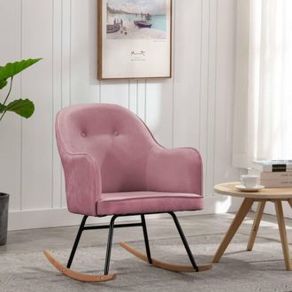 vidaXL Silla Mecedora De Terciopelo Rosa Vidaxl