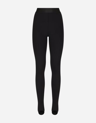 Dolce & Gabbana Technical Jersey Leggings With Branded Elastic - Woman Pants And Shorts Black Fabric 46