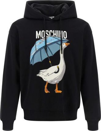 Moschino Hoodies & sweatvesten, Heren, Zwart, L, Katoen, Goose Katoenen Sweater