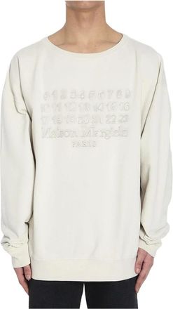Maison Margiela Numeric Logo Crewneck Sweatshirt - Heren - Sweatshirts & Hoodies - Beige - Maat: 2XS Katoen