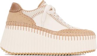 Chlo&eacute; Powder Lace-up Wedge Sneakers