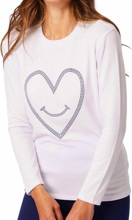 French Kyss Heart Scoop Neck Top In White/navy