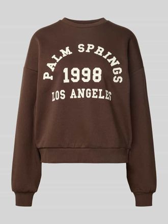 Jack & Jones Oversized Sweatshirt mit Label-Print Modell MERLE in Dunkelbraun Melange, Größe XS