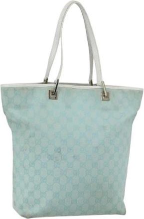 Gucci Pre-owned Canvas Tote Bag - Dames - Vintage Shopper - Blauw - ONE Size - Vintage