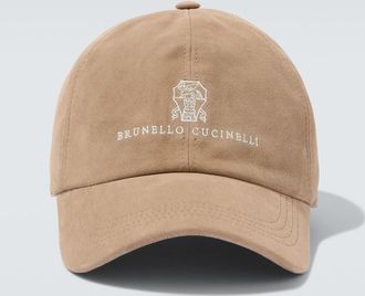 Brunello Cucinelli Gorra de ante con logo