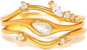 Girls Crew Tulum Set of 3 Stackable Rings in Gold at Nordstrom, Size 7