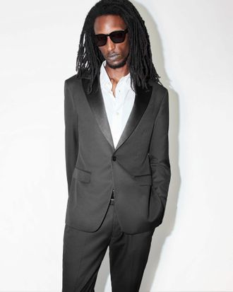 AllSaints Polyester/Wool Tisbury Slim Fit Tuxedo Blazer, Size: 36