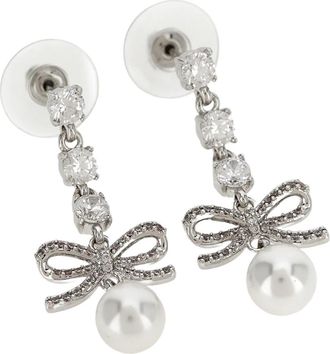 Self Portrait Oorbellen met Kristallen Strik en Druppel - Dames - Oorbellen - Grijs - ONE Size - Accessoires