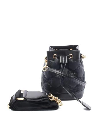 Gucci GG-pattern Matelass&eacute; bucket bag - Black