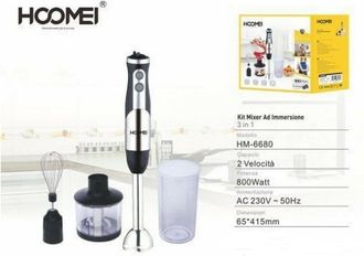 Trade Shop Trade Shop - 3 In 1 Mixer Ad Immersione Multifunzione 800 W 2 Velocita Cucina Hoomei Hm-6680
