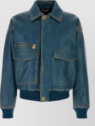 Versace jacket front pockets ribbed cuffs zipper pocket